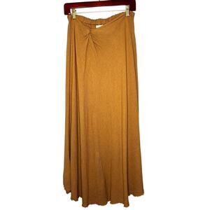 Elsa Esturgie Minimalist Twist Waist Raw Hem Natural Fiber Maxi Skirt Brown M